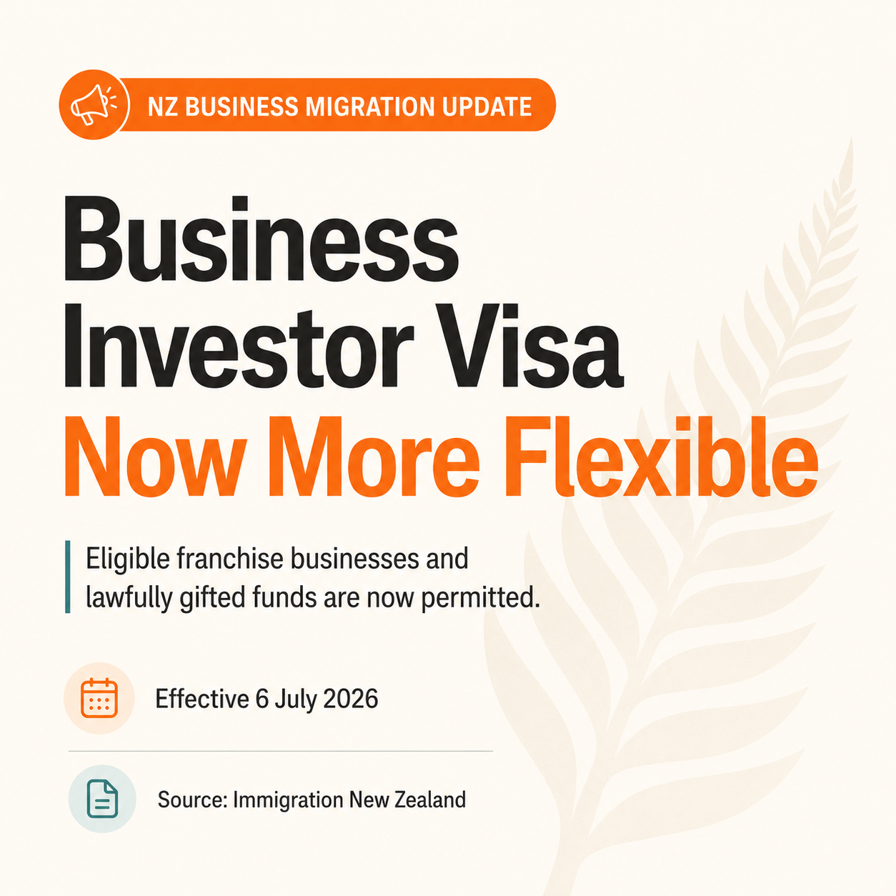 NZ Business Investor Visa update graphic